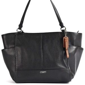 Coach Carrie leather tote in black/silver